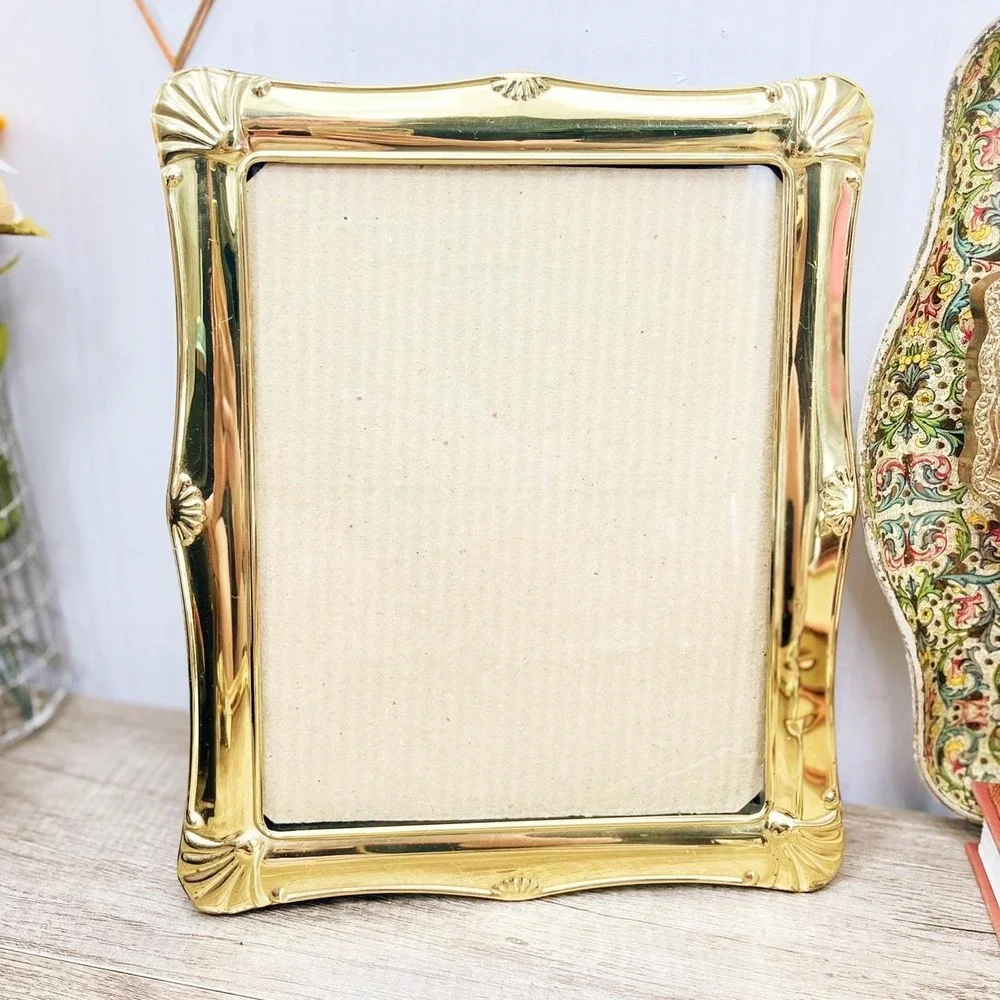Vintage Brass Picture Frame: Mid-Century Modern Gold Accent, 8x10